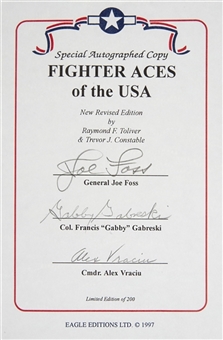 "Fighter Aces of the USA" Hard Cover Book Signed by 2 WWII Aces and a Korean War Ace.